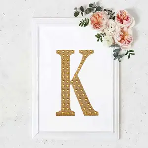 Decorative Rhinestone Alphabet "K" Letter Stickers, Glitter Adhesive Craft Letters Gold DIY Sparkle Embellishments 8"