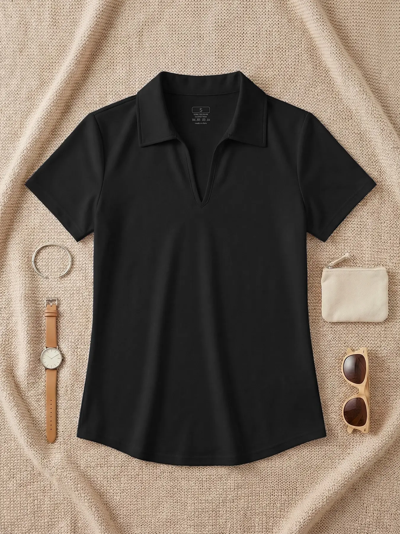 Women's Plain Short Sleeve Shirt, Casual Golf Polo, Casual Breathable Comfortable Collar Top for Golf Tennis, Ladies Sportswear for Summer, Breathable Athletic Top, Golf Polo Shirts, Casual Sporty Top, Breathable Tops