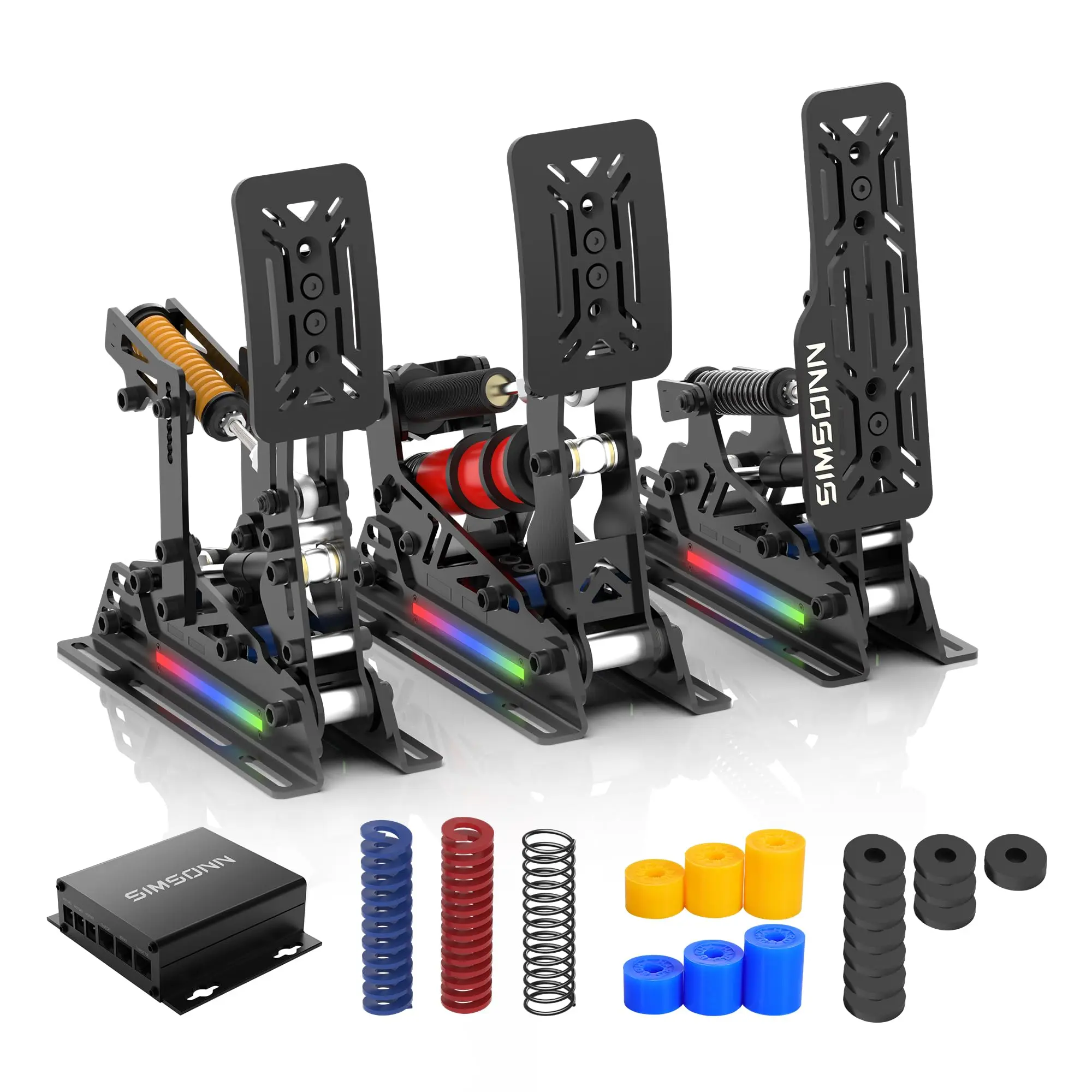 SIMSONN PRO X Ultra Load Cell Hydraulic Sim Racing Pedals - Custom Adjustable Resistance Game Controller Accessories with Haptic Reactor Support, LED Light Color Changing Devices for PC (PRO X Ultra P3-H3)