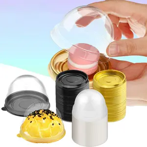 100-Pack Clear Plastic Mini Cupcake Boxes – 2.76 x 1.78 Inch, for Muffins, Pastries, Desserts, Mooncakes (50 Gold + 50 Black) Makeup Baking Supplies Bakeware