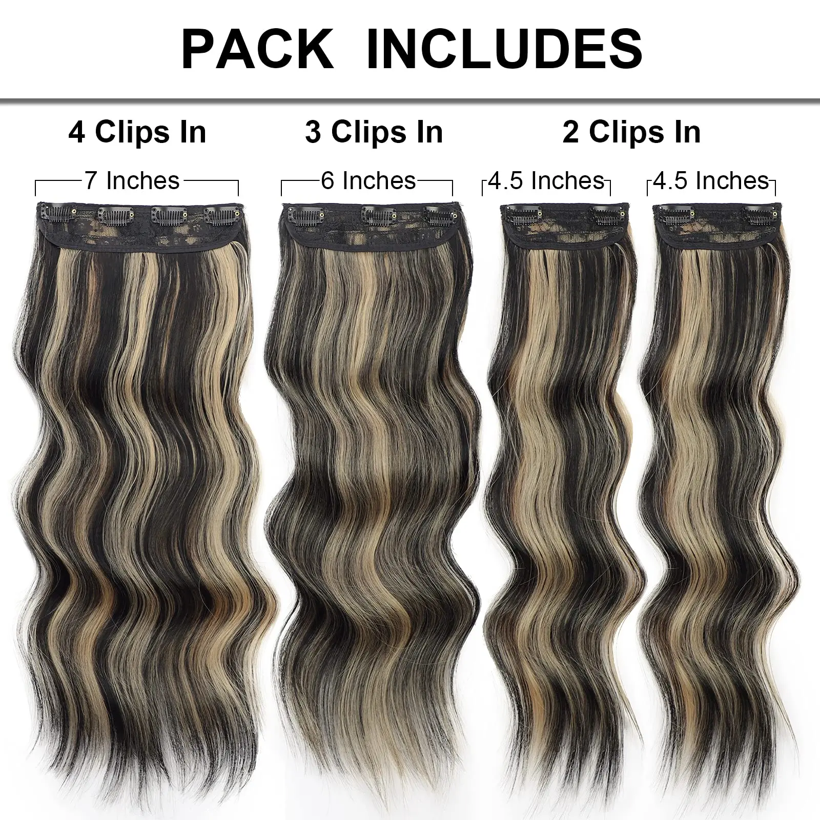 AISI HAIR 4PCS Long Wavy Hair Extensions 20/24 Inch Synthetic Thick Hairpiece for Women Double Weft Construction Non-Slip Clips Comfortable Wear AISI HAIR 4PCS Long Wavy Hair Extensions 20/24 Inch Synthetic Thick Hairpiece for Women Double Weft Construction Non-Slip Clips Comfortable Wear