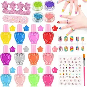 Kids Nail Polish Set for Girls – 21‑Piece Non‑Toxic Water‑Based Peel Off Nail Polish Kit with Nail Art Accessories – Toddler & Kids Nail Art Toys Gift for Ages 3–12, Birthday Present
