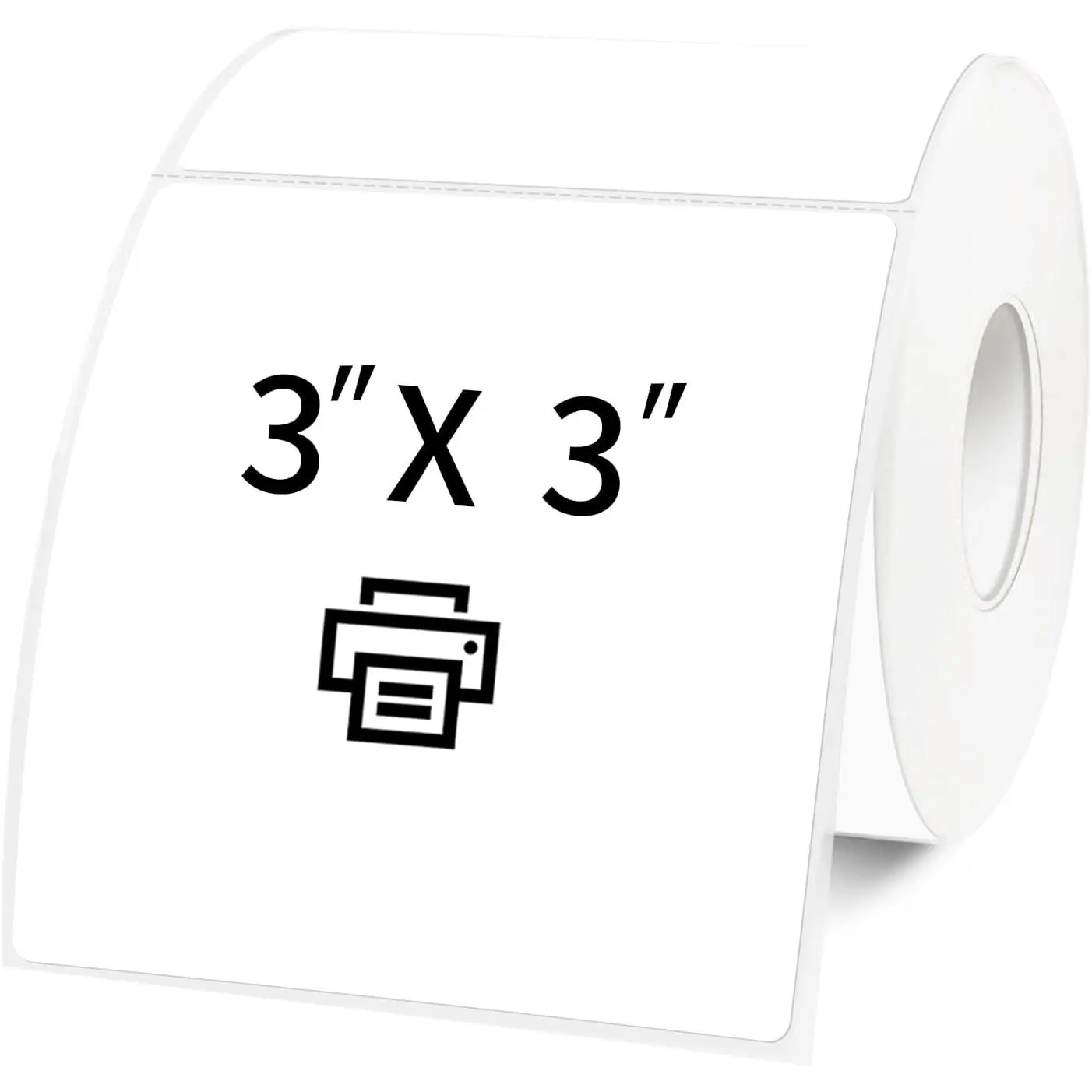 3"x 3" White Square Thermal Label Stickers,Self-Adhesive Square Direct Thermal Labels,500 Sheets with Perforation Line in ROLL, Colorful Labels, Diy Labels