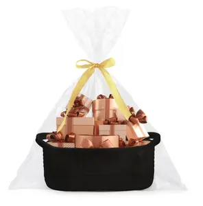 Gift Basket Empty with Gift Bags and Ribbons, Halloween Basket, Basket for gifts, 12"X 8" X 5" Small Woven Rope Basket, Toy Basket for Baby and Pet