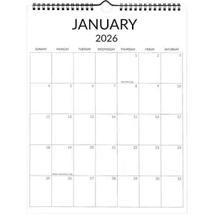 Wall Calendar 2026, 12 Month Large Calendar from October 2025 to December 2026 w/Wire , 14.5''x11'' Thick Paper Big Calendar for Office Work , Simple Monthly Aesthetic Design Calander