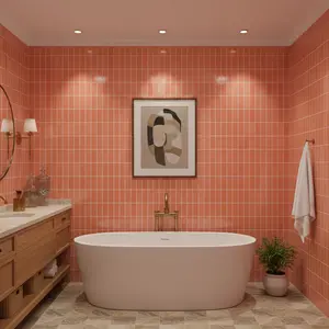 St Lucia Peach 2.5 x 5 Ceramic Tile Glossy Sample