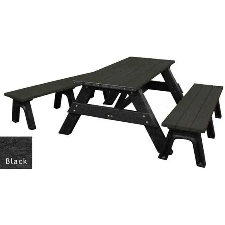 Deluxe Recycled Plastic Picnic Table with Detachable Benches - Eco-Friendly Outdoor Furniture Set for Families, Assembly Required, Durable, Easy Arrangement, Simple Setup, Exquisite Design, Low Environmental Impact, Outdoor Barbecue, Reduce Waste, Support
