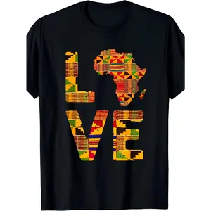Africa Map Kent Cloth Graphic Tee T-Shirt for Men & Women, Traditional African Design, 2026 Summer Short Sleeve Printed, Breathable Elastic Cotton, Regular Fit, Machine Washable, Casual Daily & Outdoor Wear