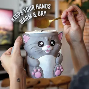Cute Cat Ice Pop Holder with Anti-Freeze Handle and Secret Snack Drawer, Reusable Plastic Ice Pop Cooler, Party Picnic Gift