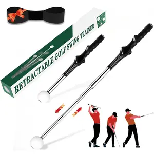 Retractable Golf Swing Trainer - Golf Grip Trainer with Arm Band for Right-Handed Golfers, Grip Correction & Swing Click Feedback  Aid, Indoor & Outdoor Practice, Golf Gifts for Men