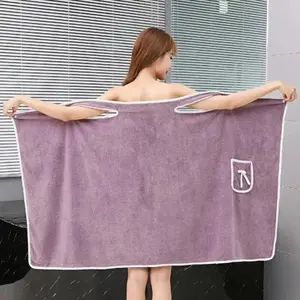 Wearable Bathrobe Multi-Function Womens Bath Towels Soft Absorbent Coral Fleece Quick-Dry Shower Home Textiles