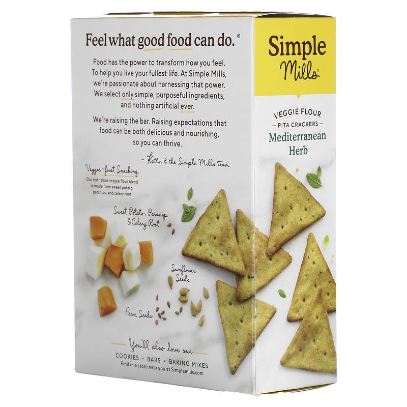 Simple Mills Veggie Flour Pita Crackers, Mediterranean Herb, 4.25 oz (120 g)