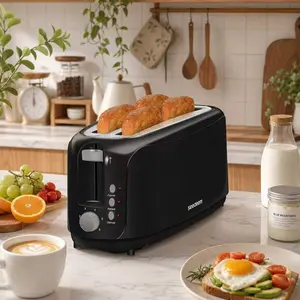 SEEDEEM 4-Slice Kitchen Toaster with Extra Wide Slots, 6 Shade Settings, Defrost/Bagel/Reheat Functions, Removable Crumb Tray, Auto Shut-Off