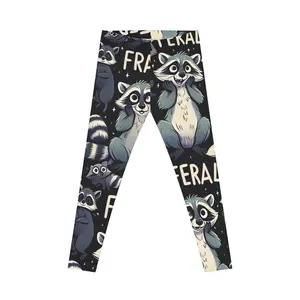 Feral Raccoon Women's Casual Leggings Cute Animal Print Leggings Stylish Everyday Wear Gift for Animal Lovers Cozy Activewear
