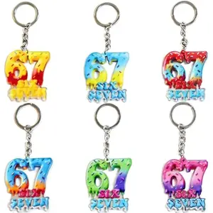 6Pcs 67 Six Seven Keychain, Funny 6 7 Meme Party Favors Charm Backpack Bag Accessory, Birthday Gift for Friends