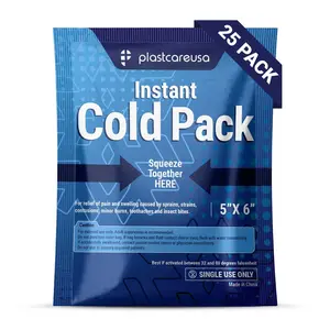 25 Pack Disposable Ice Packs for Injuries, Swelling, Muscle & Joint Aches, Sprains & Abrasions - PlastCare USA