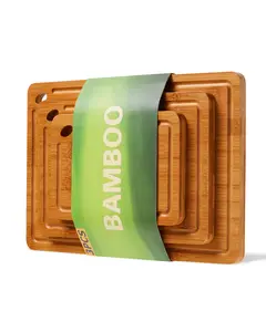 3-Piece Bamboo Cutting Board Set | Dark Carbonized Kitchen Chopping Board for Meat, Veggies & Cheese