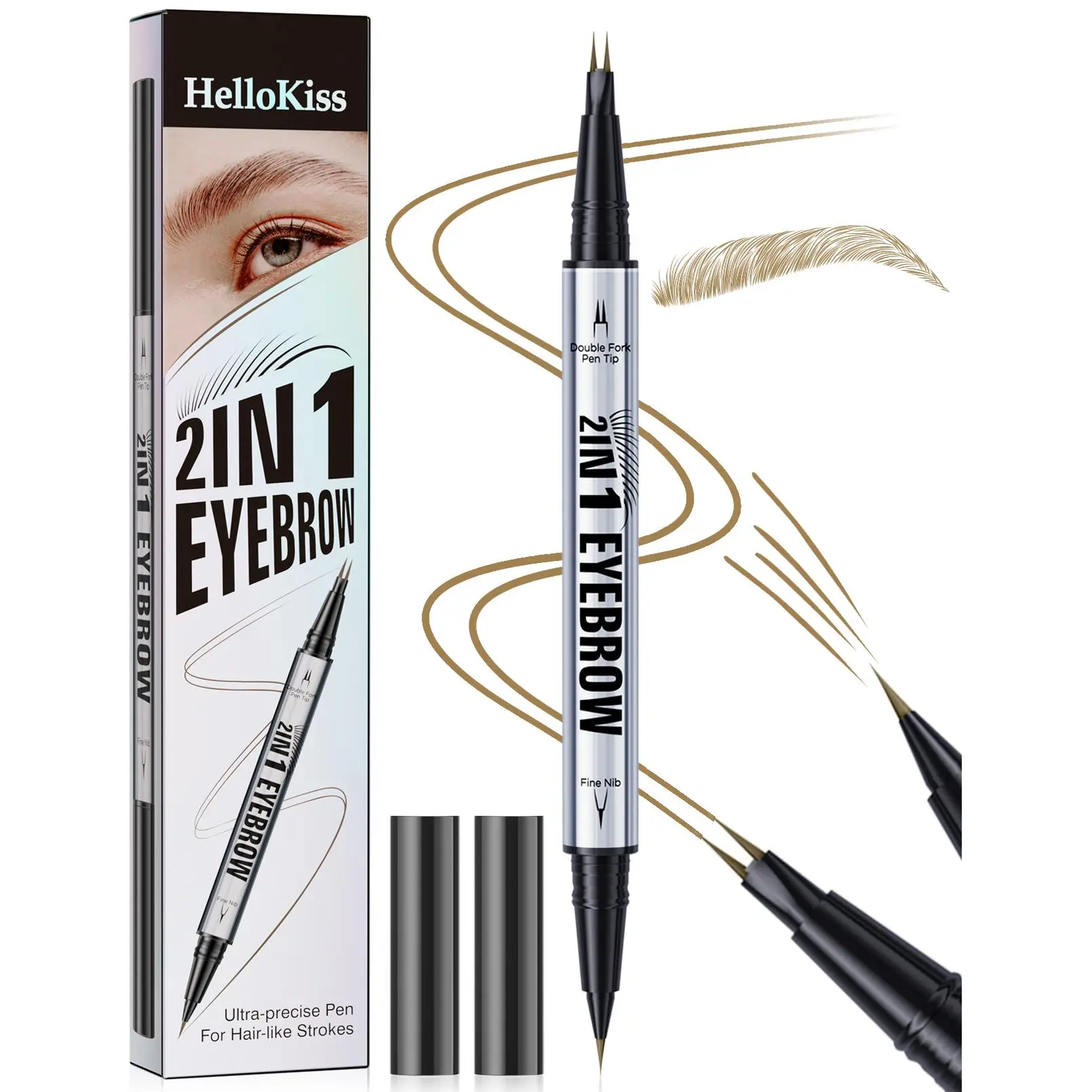 2 in 1 Eyebrow Pencil, 1 Count Long Lasting Eyebrow Pen, Brow Styling Brush, Eye Brow Makeup Tool, Makeup Accessories, Cosmetic