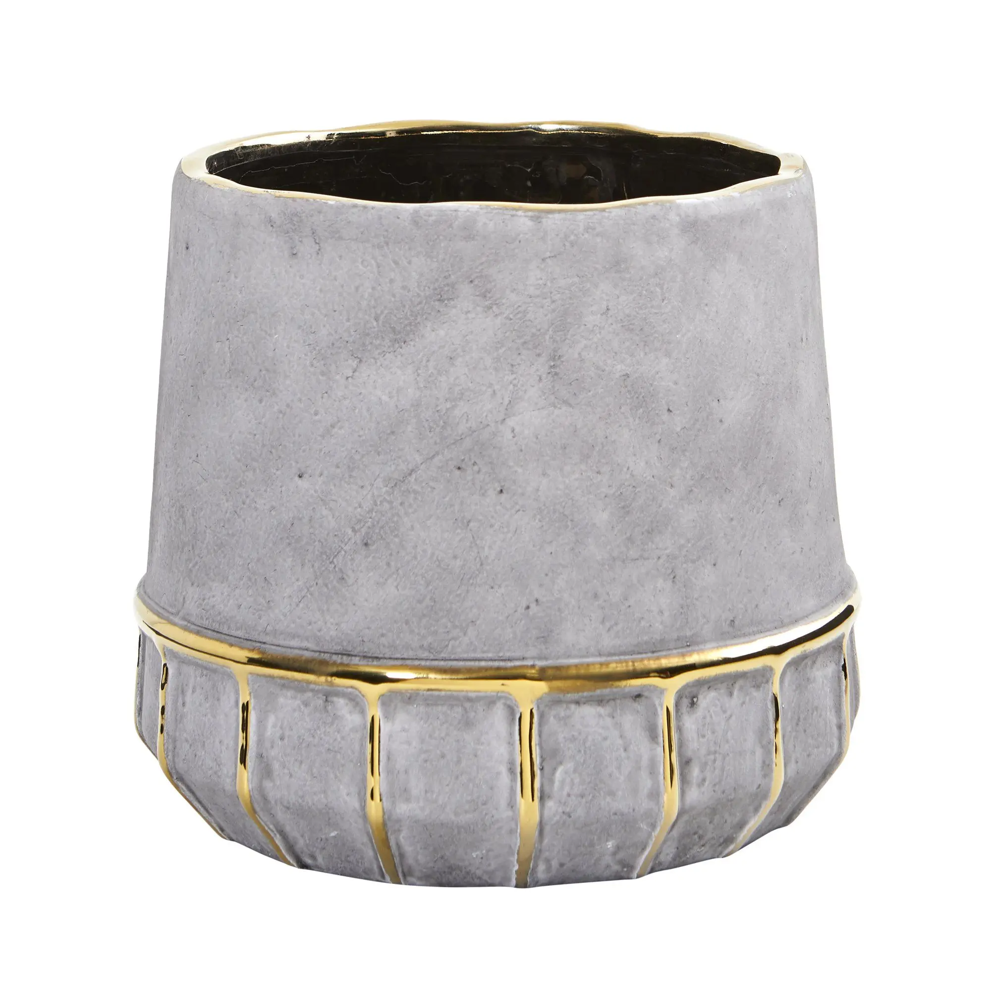 8.5in Regal Stone Modern Plant Pot - Decorative Garden Planter with Gold Accents for Home Improvement
