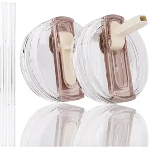 2 Pack Replacement Lid for Stanley 40 oz Quencher H2.0 & ProTour, Flip Straw Tumbler Lid for Stanley Cup, Leakproof, No Spill & Easy to Use Reusable Tumbler Cover (Cream)