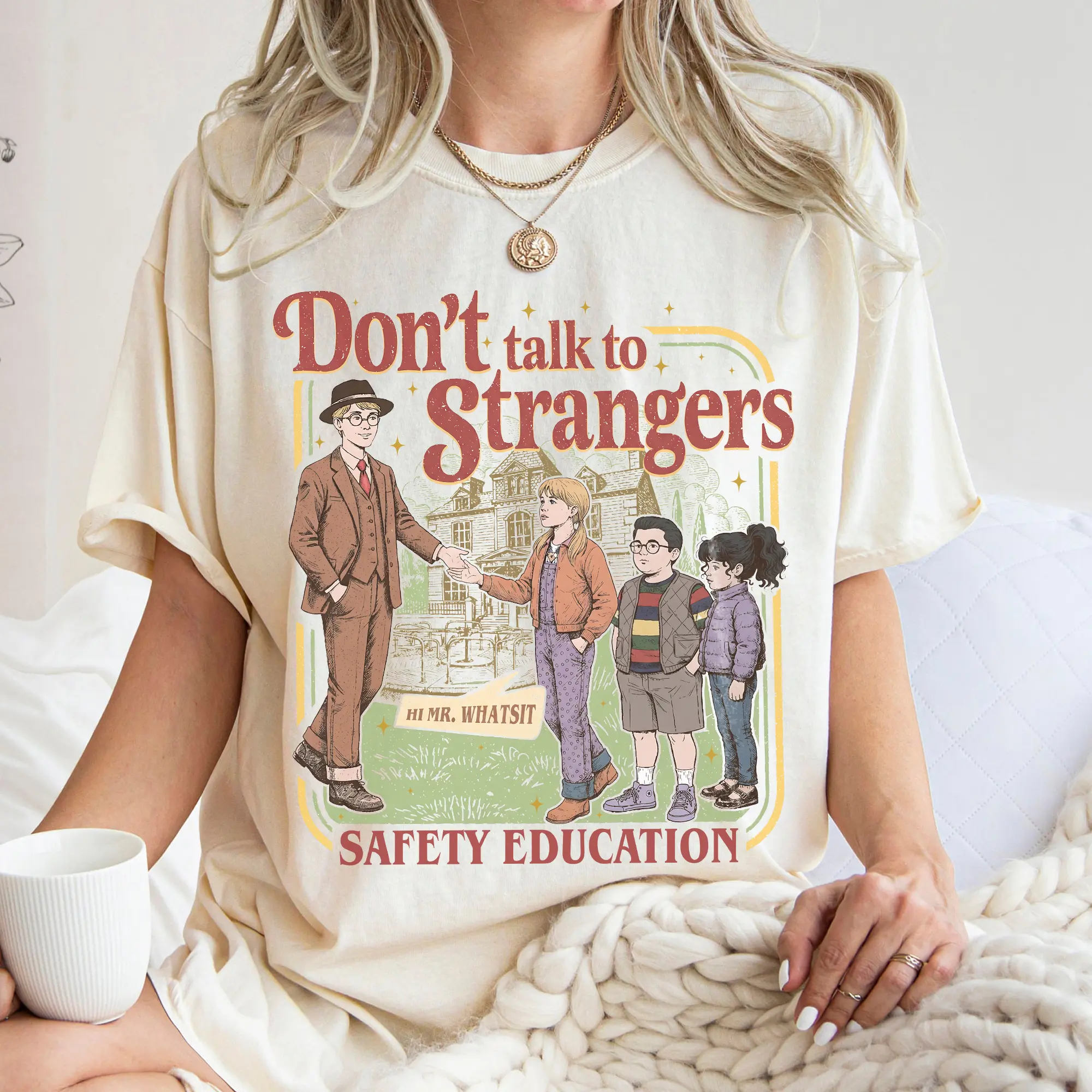 UOSO Don't Talk To Strangers Shirt, Stranger Things Sweatshirt, Funny St5 Movie T-Shirt, Mr. Whatsit Stranger Tee, Safety Education