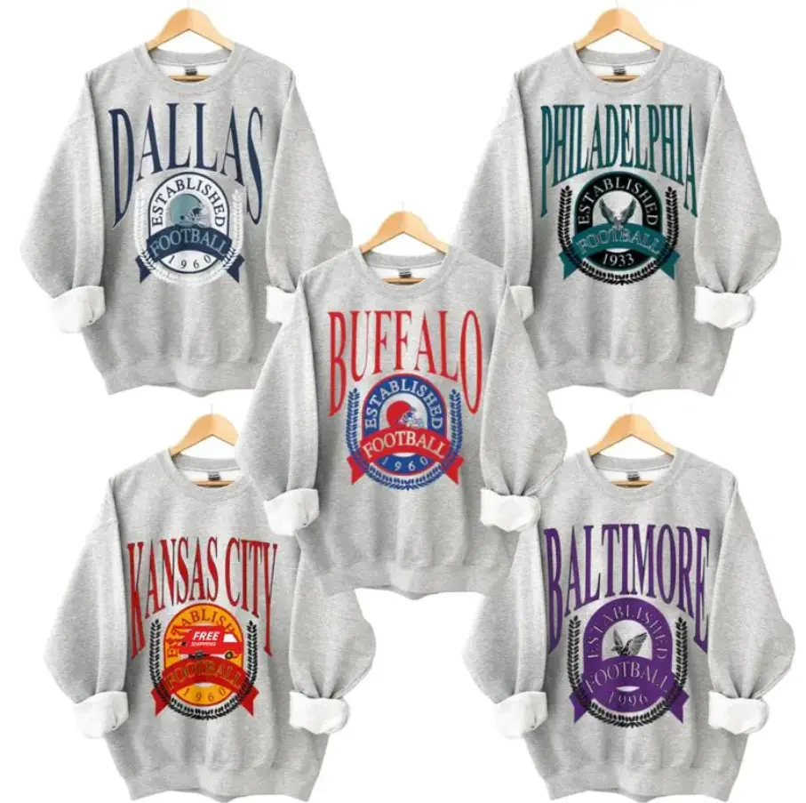 Vintage All Team ASH GREY Crewneck Sweatshirt, Hometown Game Day Pullover, Vintage Football Graphic,  Fashion For All, Full Size