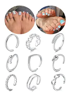 Rhinestone Decorated Toe Ring, Adjustable Open Toe Ring for Women & Girls, Fashion Jewelry for Party, Daily Clothing Decor, Birthday Gift