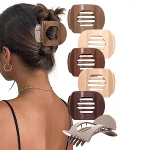 6-Piece Suit Flat Hair Clips for Women Girls Fashion Non-slip Flat Hair Claw Clips Medium Flat Claw Clips for Thick Hair Strong Hold Grip Hair Barrettes Accessories
