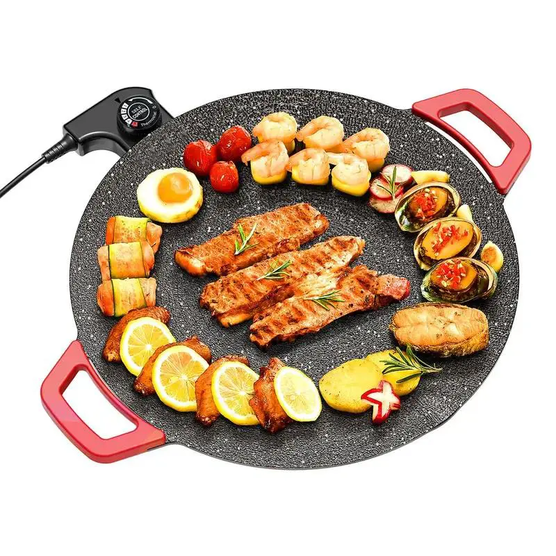 TANLOOK KITCHEN 1500W Portable Smokeless Non-Toxic Indoor Electric Korean BBQ Grill - Non-Stick Pan, Adjustable Temperature Control, Universal Griddle for Home Griddle Cooking