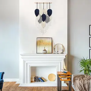 Wall Hanging Ornament, Boho Style Handmade Woven Leaf Tapestry, Chic Wall Art Decor for Bedroom Living Room Nursery Apartment Ornament