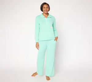 MUK LUKS Tall French Terry Quarter Zip and Pant Lounge Set