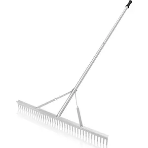 Landscape Garden Rake 36" Head Aluminum Heavy Duty Rake for Leaves Weed with 69" Long Handle for Loosening Soil Lawn Care Weeding Landscaping Tools