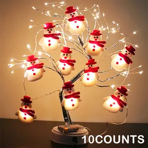 Christmas Decoration String Lights, 10 LED Snowman & Elderly Man Design, Battery Powered, Tree Hanging Decorations for Festive Party Lighting Ornaments