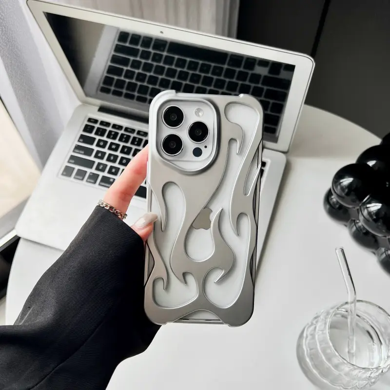 Hollow Flame Matte Shockproof Protective Case Suitable for iPhone 16/15/14/13/12/11 Phone Case, Protective Smartphone Cover, Protective Cellphone Cover, Accessories, TPU Casing, Shockproof Protector