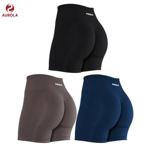 AUROLA 3 Pieces Pack Sets Intensify Workout Shorts for Women, Seamless Scrunch Short Gym Yoga Running Sport Active Exercise Fitness Shorts