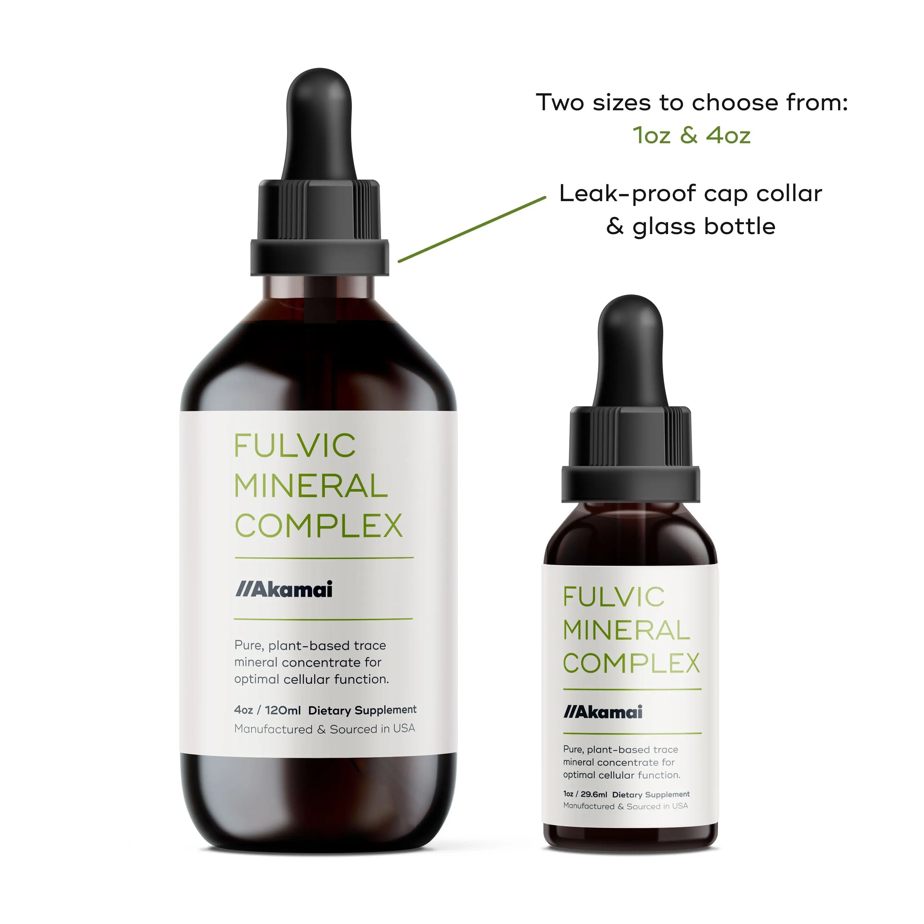 Akamai Fulvic Mineral Complex – Plant-Based Trace Mineral Supplement, 1 or 4oz
