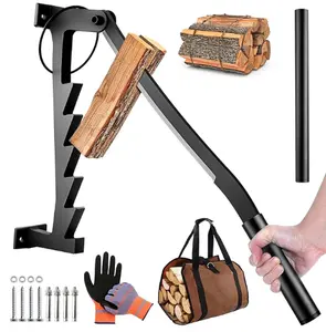 Wall-Mounted Firewood Splitter Firewood Splitter - Portable Manual Firewood Splitter Firewood Cutter Heavy-Duty Log Splitter Indoor Outdoor Wood Splitter