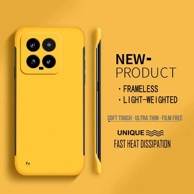 Solid Frameless Ultra Slim Hard PC Matte Phone Case For Xiaomi Mi 15 14 13 13T Pro Protective Bumper S Cover