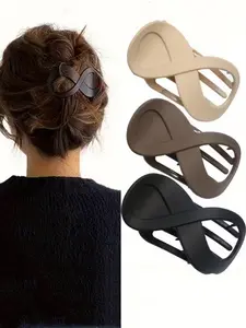 3pcs Elegant Acrylic Matte Hair Clips Set, Flat Claw Clips, Large Unisex Plastic Hair Accessories, Suitable for Dense and Sparse Hair, Women's Daily Use, Hair Claws Set