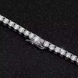 BXINY GRA Certified 3/4/5mm Moissanite Tennis Necklace   Silver Sparkling Lab Diamond for Women Men Hiphop Party Gift Jewelry