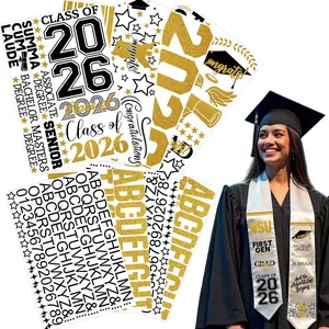Graduation Stole Sash Class of 2026 Decorations DIY Customize Graduation Stole Graduation Sash Personalized Iron-On Decals Heat Transfer Vinyl HTV Cutouts Set