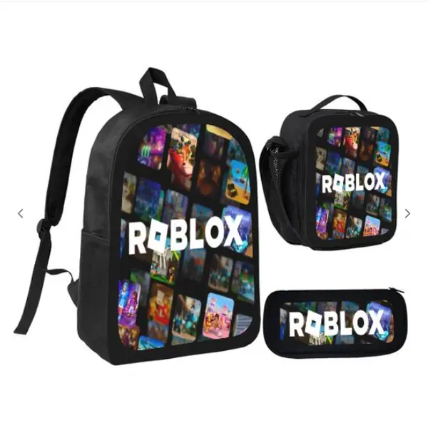 Roblox 3Pcs Backpack Set Game Character School Bag Kit Lunch Box Pencil Case Kids Back To School Backpack