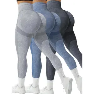 Women's Solid Color High Waist Sports Leggings High Stretch Casual Comfortable Breathable Skinny Pants for Yoga Gym Workout Ladies Sportwear for All Seasons China