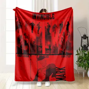 Invincible Superhero Flannel Blanket Red Comic Art Print Design Soft Warm FadeResistant Cozy Throw Perfect for Bedroom Decor Living Room Sofa Office Nap Holiday Gift Movie Night Fan Collection
