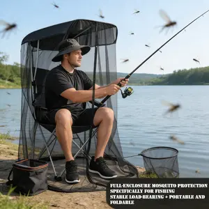 Outdoor Swing Mosquito Net, Garden Patio Fishing Rocking Chair Shade Cloth, Portable Easy Install Anti-Mosquito Mesh, Travel Essential