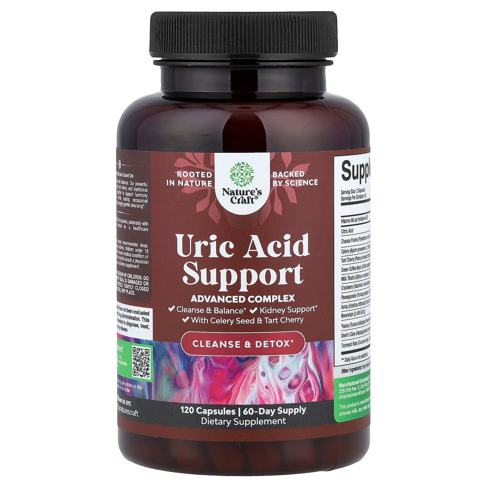 Nature's Craft Uric Acid Support With Celery Seed & Tart Cherry, 120 Capsules
