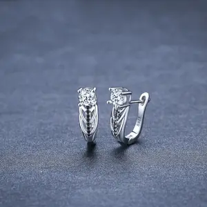 Individual Single Row Hollow Zircon Copper Plated Earrings