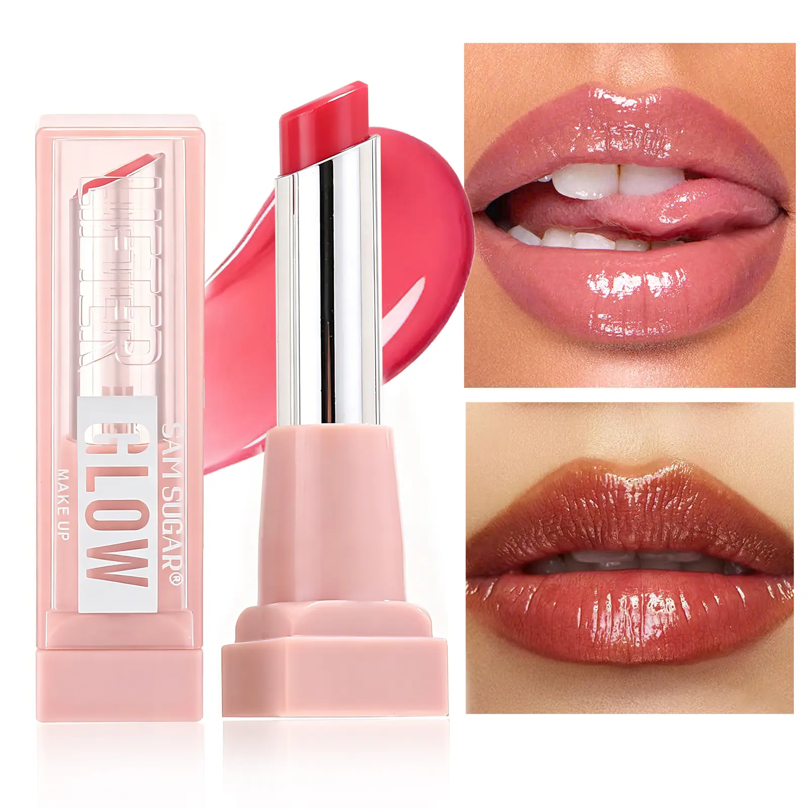 Sam Sugar Angled Shimmer Lipstick Gloss, Moisturizing Hydrating Long-Lasting Color-Boosting, Perfect for Bold Lips, Enhances Natural Beauty