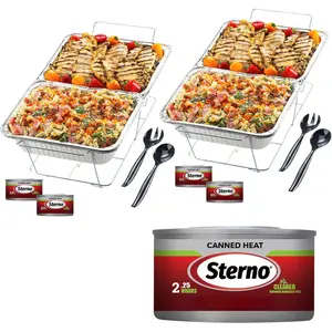 Buffet Kit Disposable Chafing Dish Buffet Set - Chafing Dishes for Buffet with Canned Heat - Catering Food Warmers & Food Warming Trays for Buffet - 18-Piece Chafing Dish Set