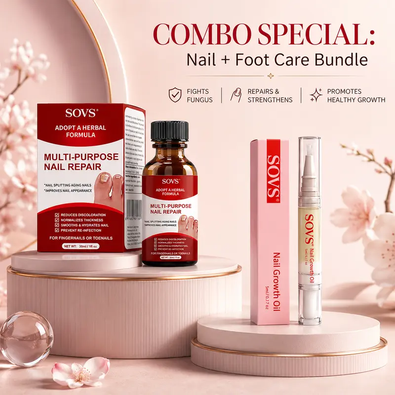 SOVS Multi-Purpose Nail Repair 30ml + Nail Growth Pen 5ml | Fights Fungus, Strengthens Nails & Promotes Healthy Growth for Fingers & ToesDeals,#SohoChic